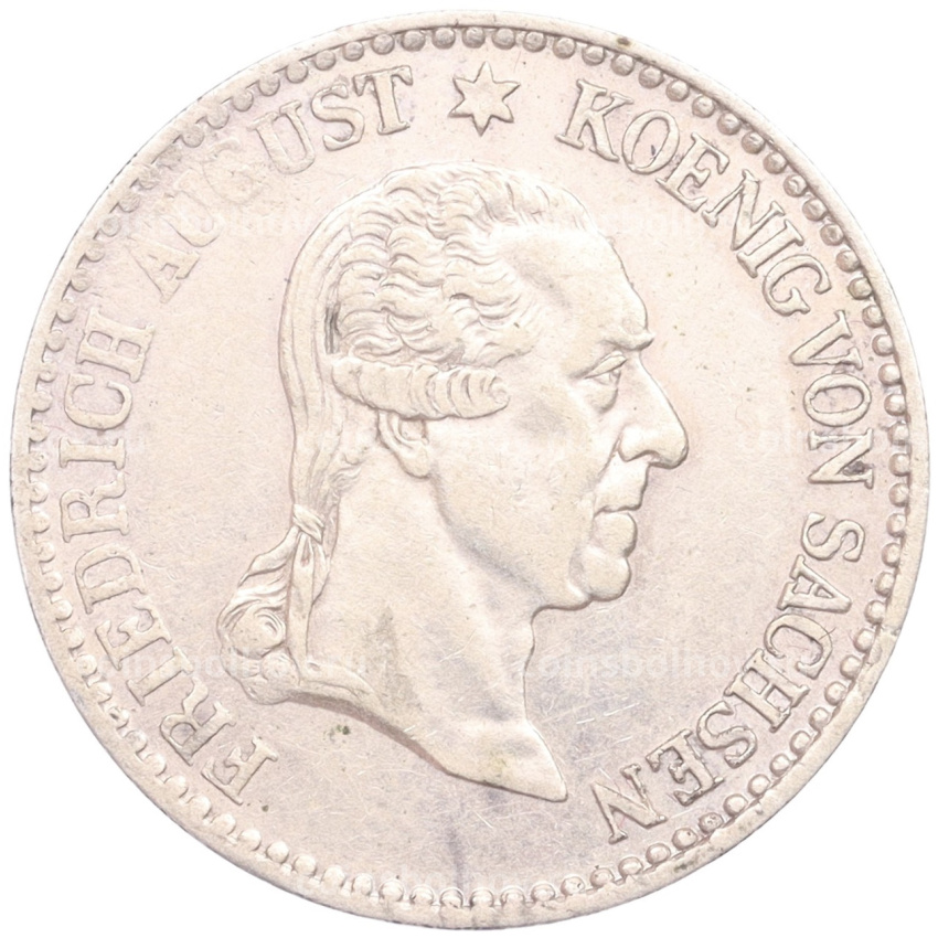 Монета 1/6 талера 1827 года Саксония «Смерть Короля Фридриха Августа I»