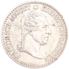 Монета 1/6 талера 1827 года Саксония «Смерть Короля Фридриха Августа I» (аверс)