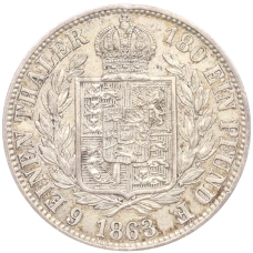 Монета 1/6 талера 1863 года B Ганновер (реверс)