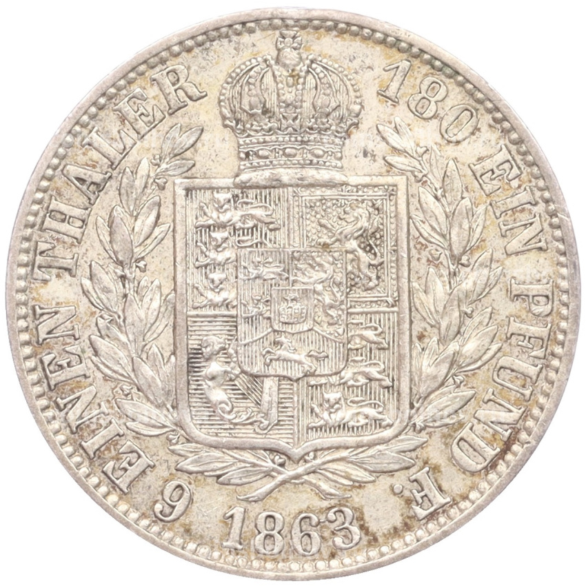 Монета 1/6 талера 1863 года B Ганновер (вид 2)