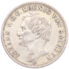 Монета 1/6 талера 1860 года B Саксония (аверс)