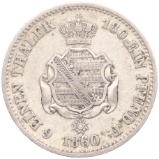 Монета 1/6 талера 1860 года B Саксония (реверс)