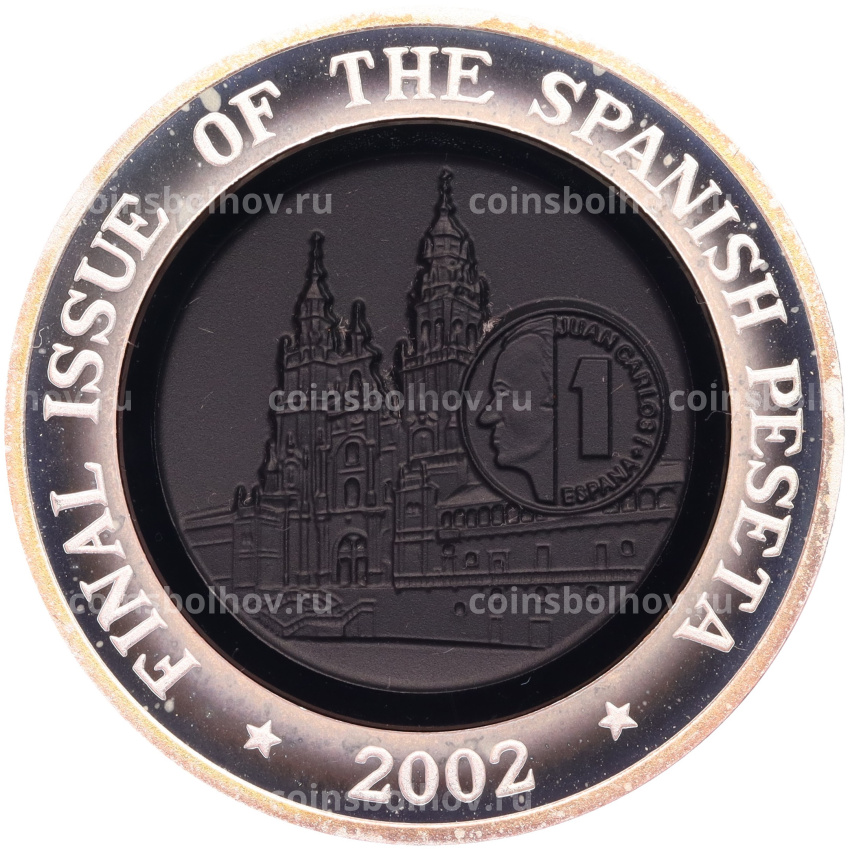 Монета 10 тала 2002 года Самоа и Сизифо «Последний выпуск Испанской песеты»