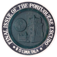 Монета 5 тала 2002 года Токелау «Последний выпуск Португальского эскудо» (аверс)