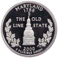 Монета 1/4 доллара (25 центов) 2000 года S США «Штаты и территории — Мэриленд» (аверс)