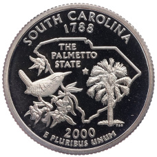 Монета 1/4 доллара (25 центов) 2000 года S США «Штаты и территории — Штат Южная Каролина» (аверс)