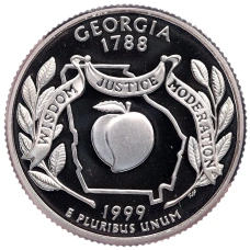 Монета 1/4 доллара (25 центов) 1999 года S США «Штаты и территории — Джорджия» (аверс)