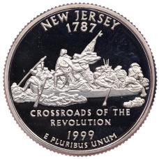 Монета 1/4 доллара (25 центов) 1999 года S США «Штаты и территории — Нью-Джерси» (аверс)