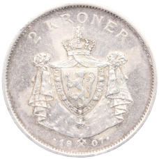 Монета 2 кроны 1907 года Норвегия «Независимость Норвегии» (без ружей на реверсе) (реверс)