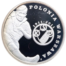Монета 5 злотых 2011 года Польша «Польские футбольные клубы — Полония Варшава» (аверс)