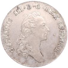 Монета 1 риксдалер 1781 года Швеция (аверс)