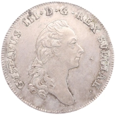 Монета 1 риксдалер 1781 года Швеция (аверс)