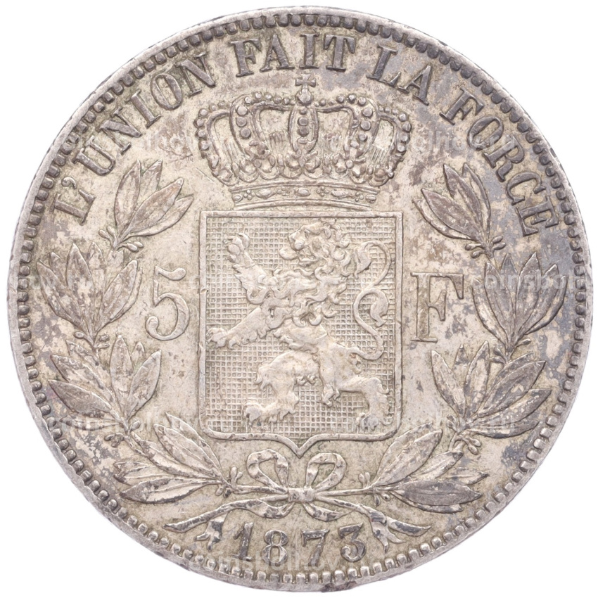 Монета 5 франков 1873 года Бельгия