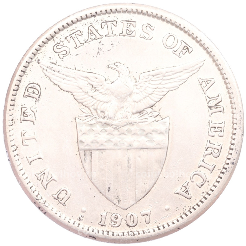 Монета 1 песо 1907 года Филиппины (Администрация США) (вид 2)