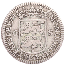 Монета 6 стуверов 1678 года Голандская республика —  провинция Западная Фрисландия (реверс)