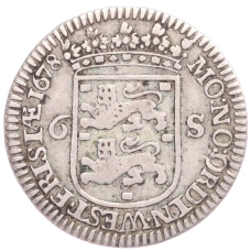 Монета 6 стуверов 1678 года Голандская республика —  провинция Западная Фрисландия (реверс)