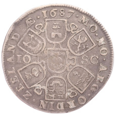 Монета 2 дальдера 1687 года Голландия — Провинция Зеландия (реверс)