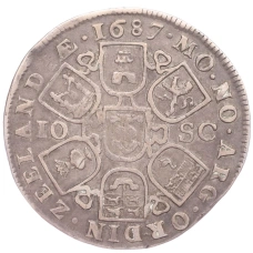 Монета 2 дальдера 1687 года Голландия — Провинция Зеландия (реверс)