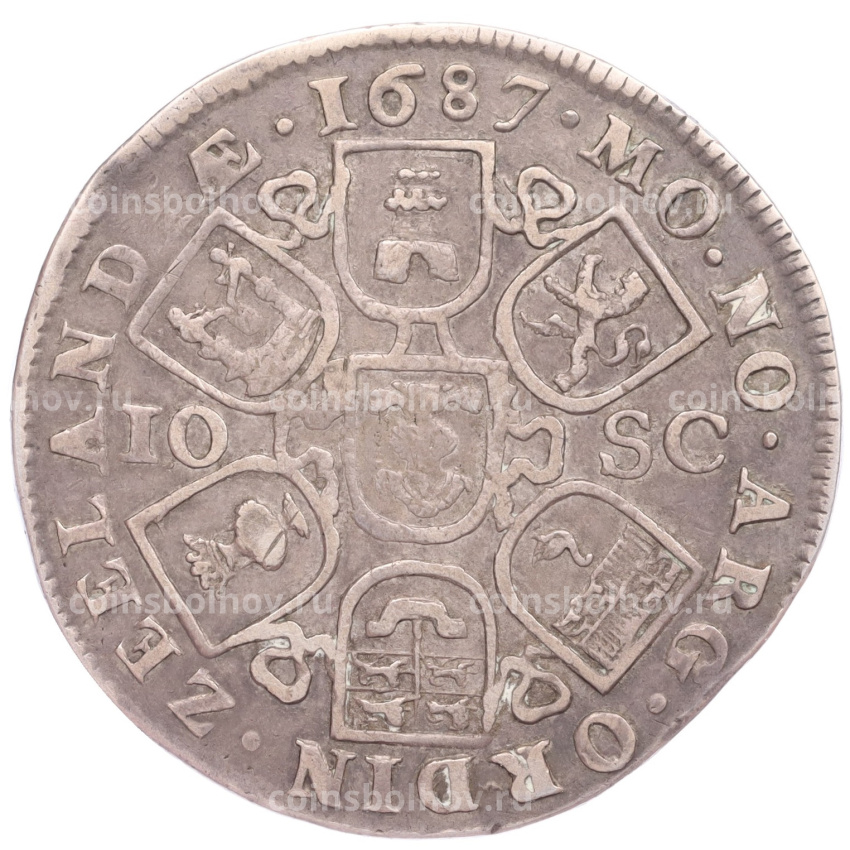 Монета 2 дальдера 1687 года Голландия — Провинция Зеландия (вид 2)