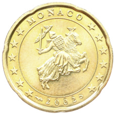 Монета 20 евроцентов 2002 года Монако (аверс)
