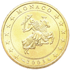 Монета 50 евроцентов 2003 года Монако (аверс)