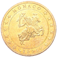 Монета 50 евроцентов 2001 года Монако (аверс)