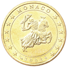 Монета 50 евроцентов 2002 года Монако (аверс)