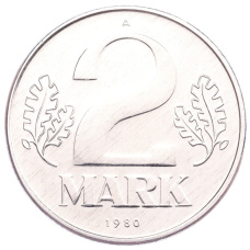 Монета 2 марки 1980 года A Восточная Германия (ГДР) (аверс)