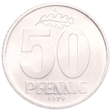 Монета 50 пфеннигов 1979 года A Восточная Германия (ГДР) (аверс)