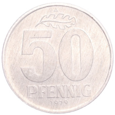 Монета 50 пфеннигов 1979 года A Восточная Германия (ГДР) (аверс)