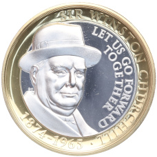 Монета 2 фунта 2015 года Гибралтар «50 лет со дня смерти Уинстона Черчилля» (аверс)