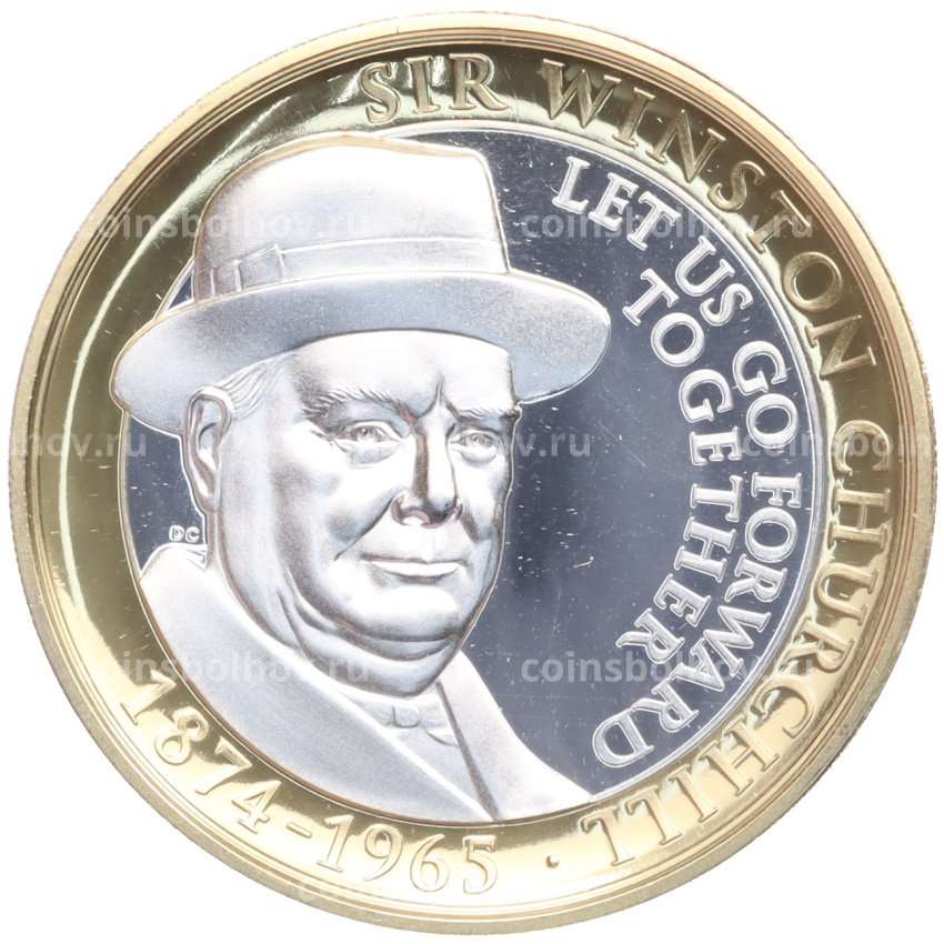 Монета 2 фунта 2015 года Гибралтар «50 лет со дня смерти Уинстона Черчилля»