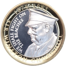 Монета 2 фунта 2015 года Гибралтар «50 лет со дня смерти Уинстона Черчилля» (аверс)