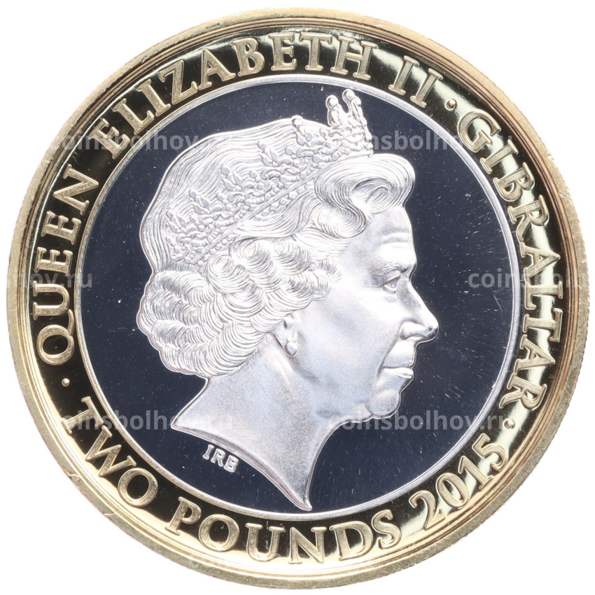 Монета 2 фунта 2015 года Гибралтар «50 лет со дня смерти Уинстона Черчилля» (вид 2)