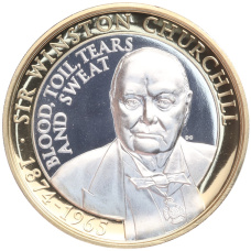 Монета 2 фунта 2015 года Гибралтар «50 лет со дня смерти Уинстона Черчилля» (аверс)