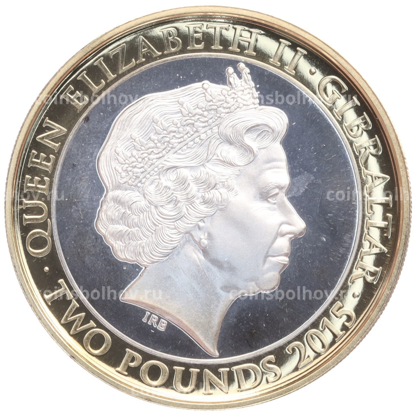 Монета 2 фунта 2015 года Гибралтар «50 лет со дня смерти Уинстона Черчилля» (вид 2)