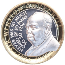 Монета 2 фунта 2015 года Гибралтар «50 лет со дня смерти Уинстона Черчилля» (аверс)