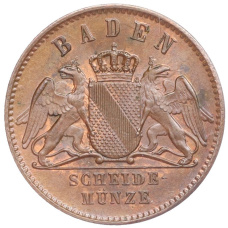 Монета 1 крейцер 1864 года Баден (реверс)