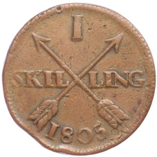 Монета 1 скиллинг 1805 года Швеция (аверс)