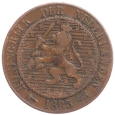 Монета 2,5 цента 1883 года Нидерланды (аверс)