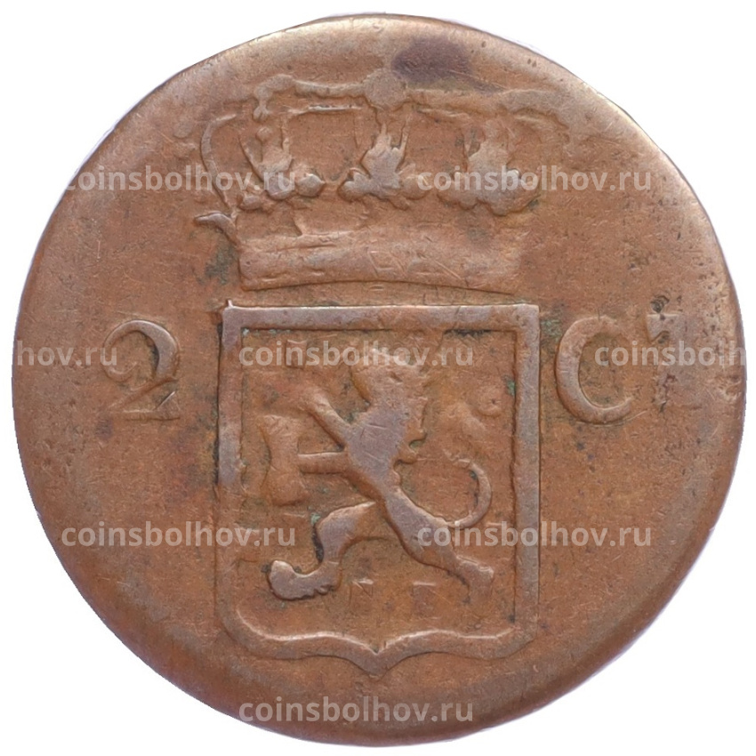 Монета 2 цента 1838 года J Нидерландская Индия (вид 2)