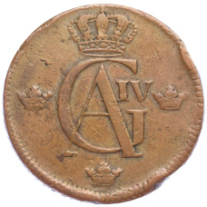 Монета 1 скиллинг 1820 года Швеция (реверс)