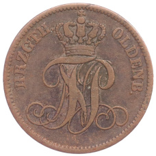 Монета 3 шварена 1869 года B Ольденбург (реверс)