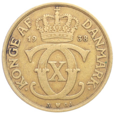 Монета 1 крона 1938 года Дания (аверс)