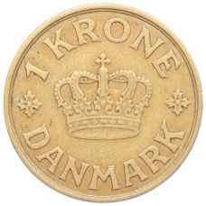 Монета 1 крона 1938 года Дания (реверс)