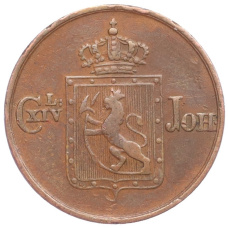 Монета 1/2 скиллинга 1841 года Норвегия (реверс)