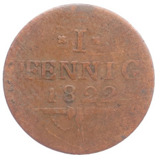 Монета 1 пфенниг 1822 года Саксен-Кобург-Заальфельд (аверс)