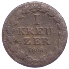 Монета 1 крейцер 1808 года Нассау (аверс)