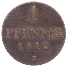 Монета 1 пфенниг 1842 года S Брауншвейг-Каленбург-Ганновер (аверс)