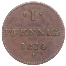 Монета 1 пфенниг 1819 года Франкфурт (аверс)